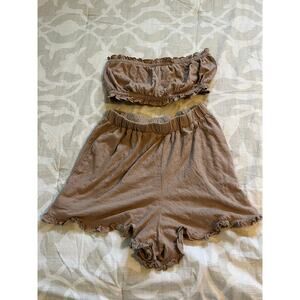 Free people Twyla tan brown bandeau short set women’s small